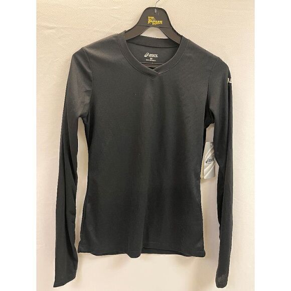 Asics Tops - Asics Womens Pullover V-neck Long Sleeve Activewear Tshirt Black Extra Small NWT